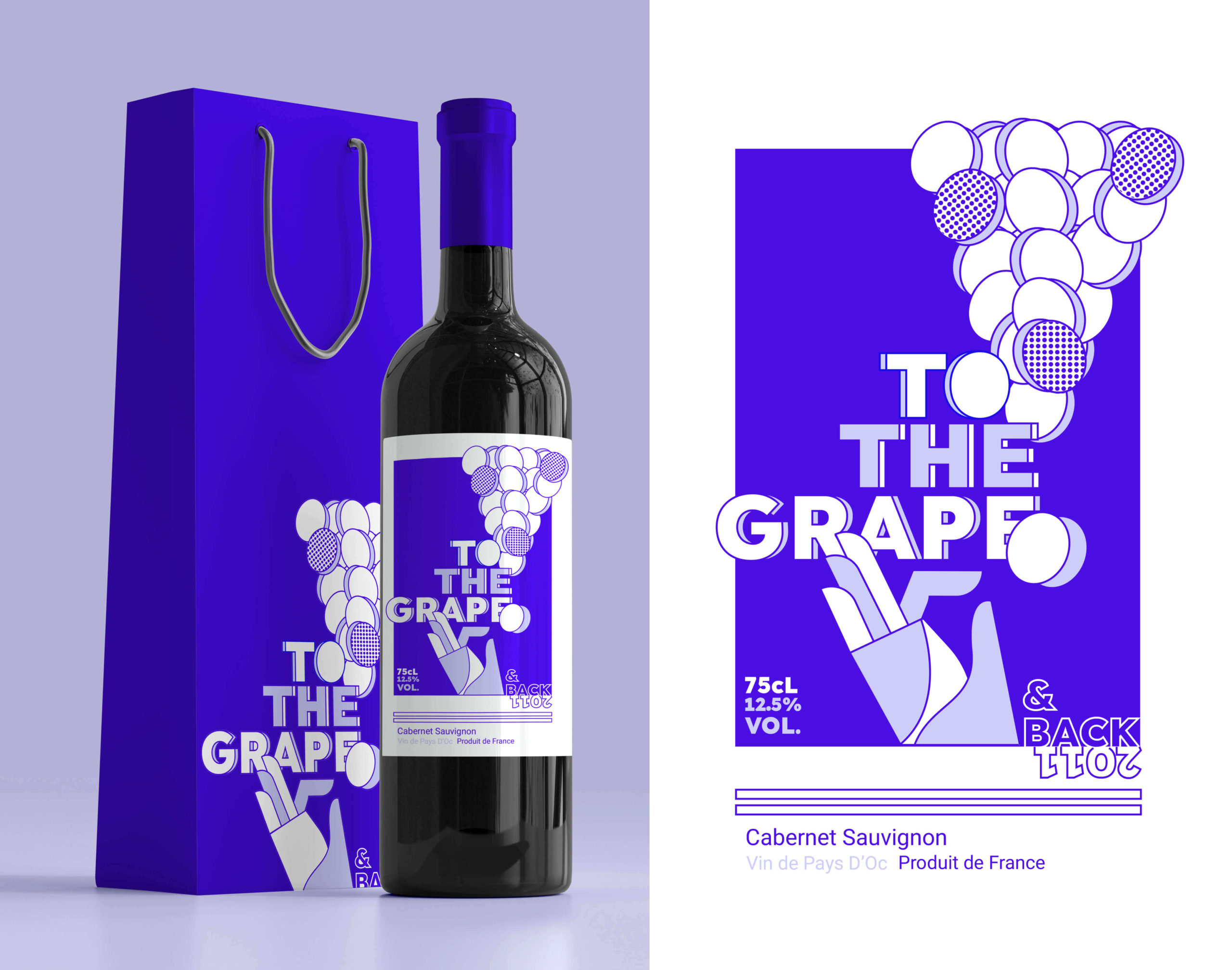 Illustration - etiquette de vin - To the grape and back