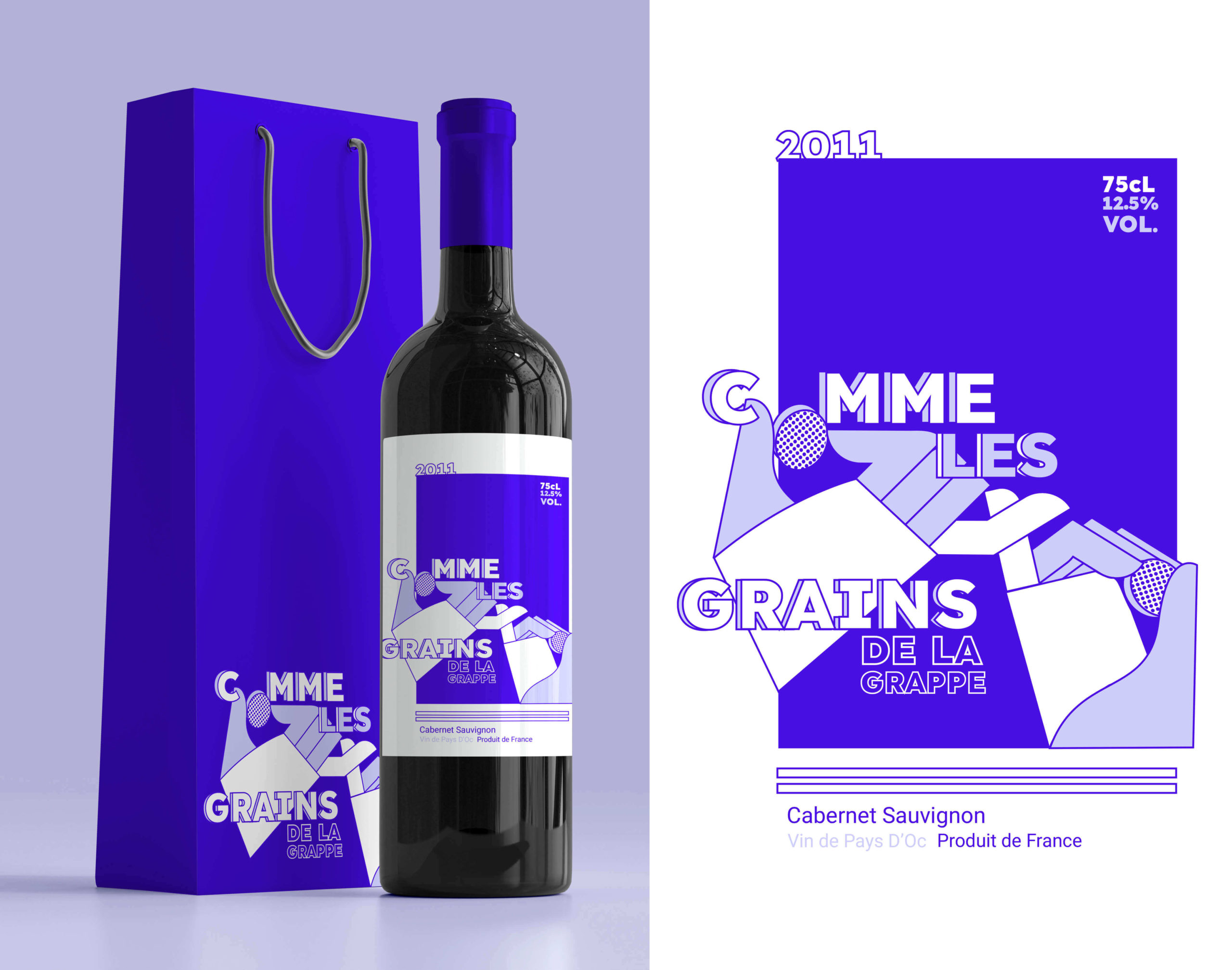 Illustration - etiquette de vin - comme les grains de la grape