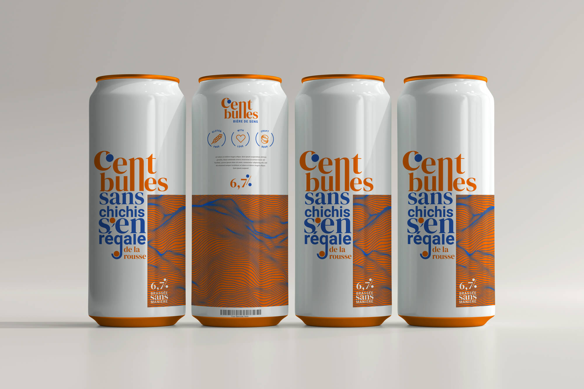 Design d'étiquette marque de bières - Cent bulles rousse